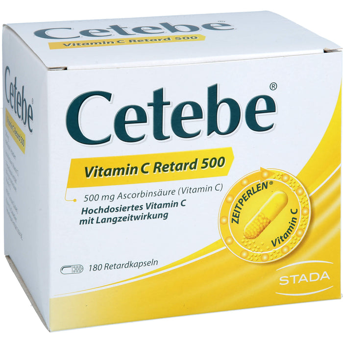 Cetebe Vitamin C Retard 500 Hartkapseln, 180 St. Kapseln