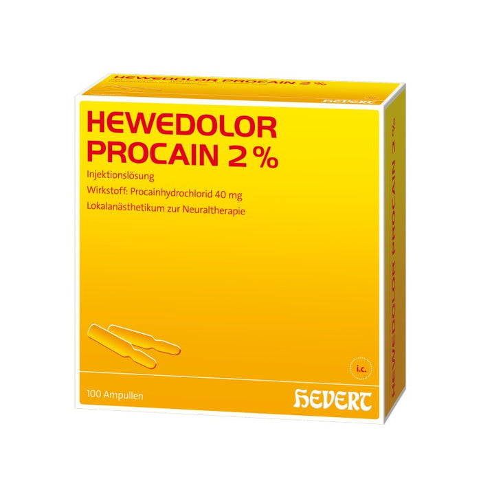 Hewedolor Procain 2% Lokalanästhetikum zur Neuraltherapie, 100 St. Ampullen