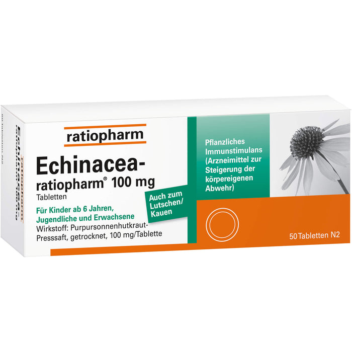 Echinacea-ratiopharm 100 mg Tabletten zur Steigerung der körpereigenen Abwehr, 50 St. Tabletten