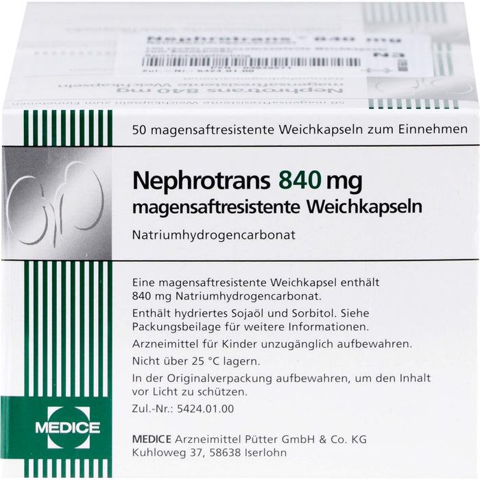 Nephrotrans 840 mg Weichkapseln bei stoffwechselbedingter Übersäuerung des Blutes, 100 St. Kapseln