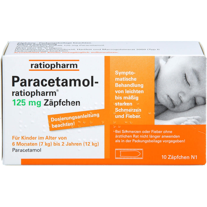 Paracetamol-ratiopharm 125 mg Zäpfchen, 10 St. Zäpfchen