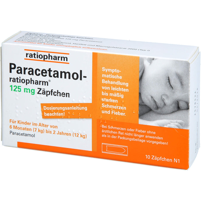 Paracetamol-ratiopharm 125 mg Zäpfchen, 10 St. Zäpfchen