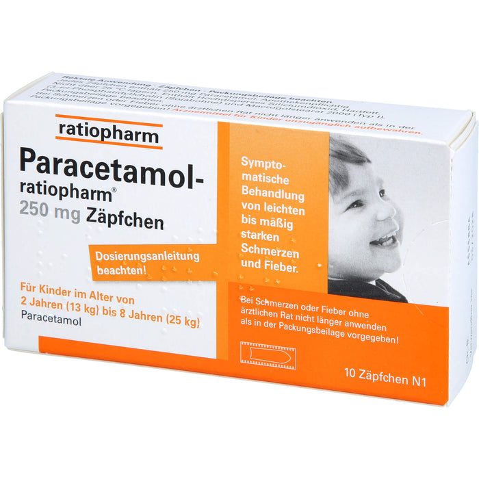 Paracetamol-ratiopharm 250 mg Zäpfchen bei Fieber und Schmerzen, 10 St. Zäpfchen