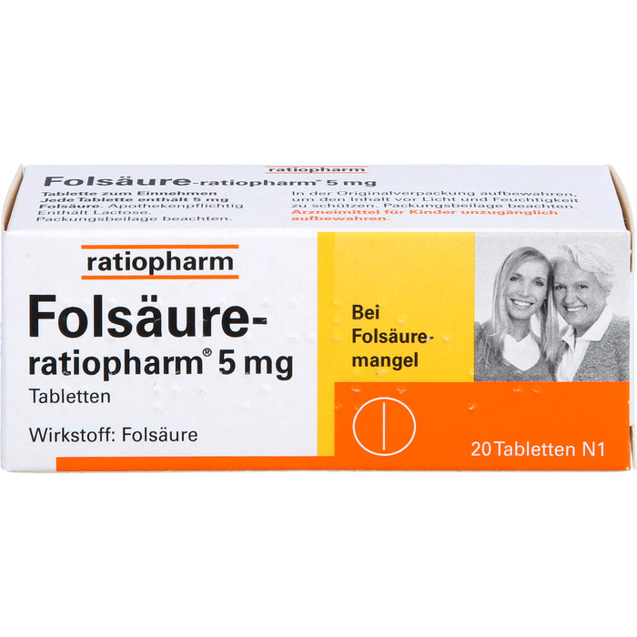 Folsäure-ratiopharm 5 mg Tbl., 20 St. Tabletten