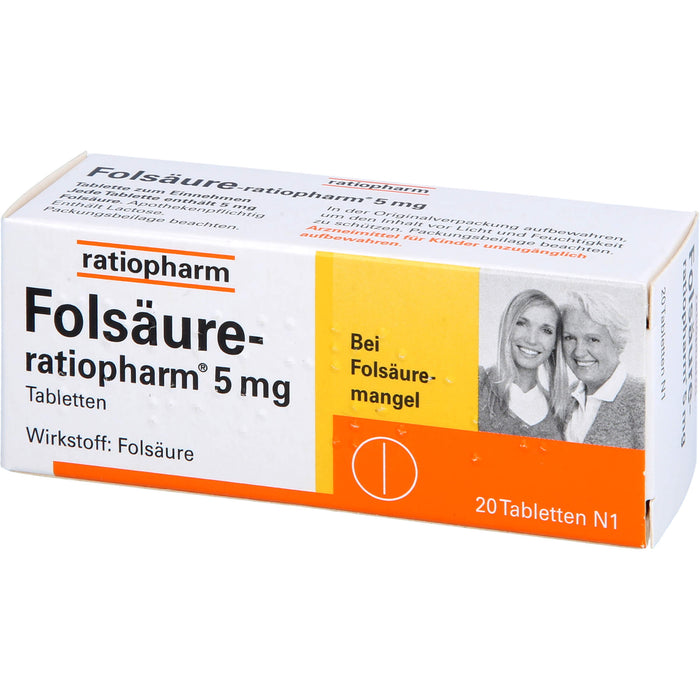 Folsäure-ratiopharm 5 mg Tbl., 20 St. Tabletten