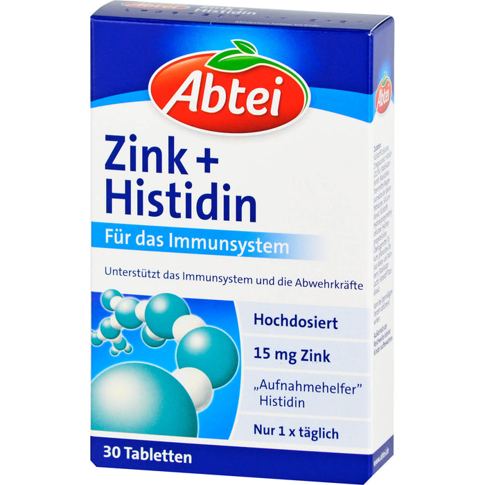 Abtei Zink + Histidin Tabletten Abwehr Plus für das Immunsystem, 30 St TAB