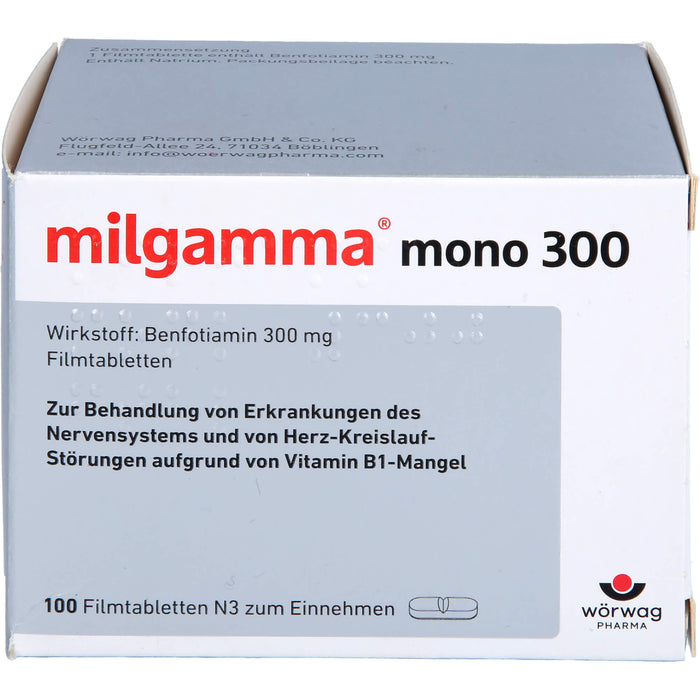 milgamma mono 300 Filmtabletten bei Erkrankungen des Nervensystems und von Herz-Kreislauf-Störungen, 100 St. Tabletten