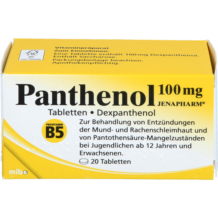 Panthenol 100 mg JENAPHARM Tabletten, 20 St. Tabletten