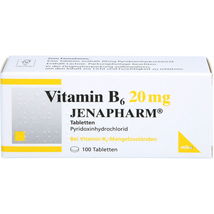 JENAPHARM Vitamin B6 Tabletten bei Vitamin B6 Mangelzuständen, 100 St. Tabletten