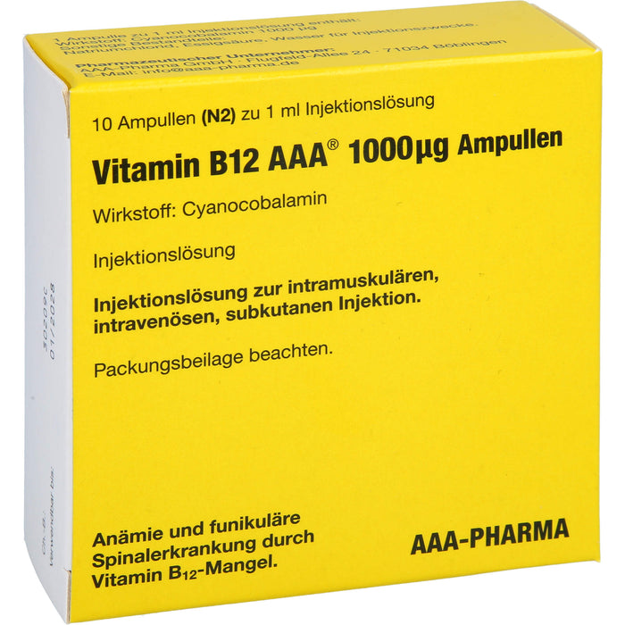 Vitamin B12 AAA 1000 µg Ampullen, 10 St. Ampullen