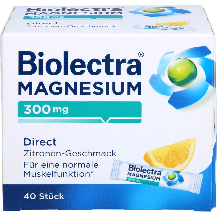 Biolectra Magnesium 300 mg direct Zitronengeschmack Pellets in Sticks, 40 St. Beutel