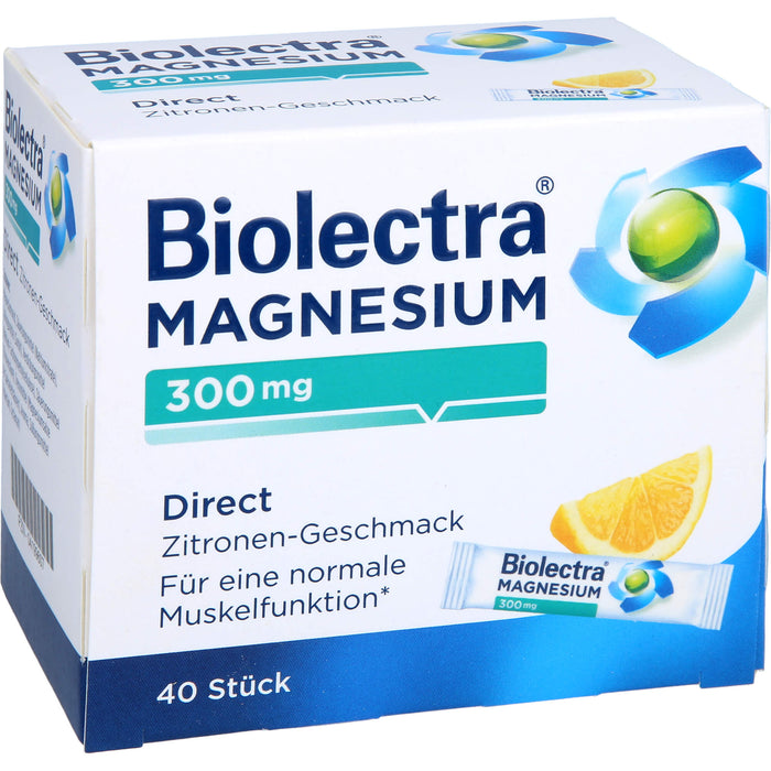 Biolectra Magnesium 300 mg direct Zitronengeschmack Pellets in Sticks, 40 St. Beutel