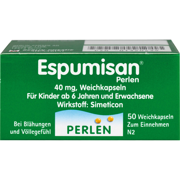 Espumisan Perlen, 40 mg, Emra Weichkapseln, 50 St WKA