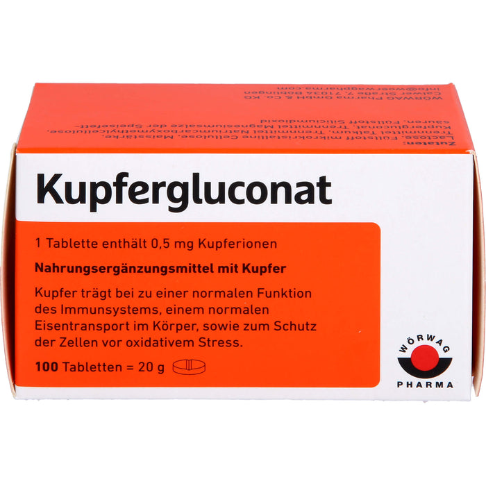 WÖRWAG Pharma Kupfergluconat Tabletten, 100 St. Tabletten