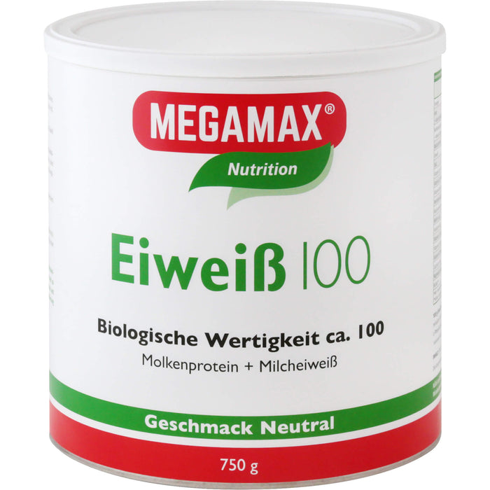 MEGAMAX Nutrition Eiweiß 100 Pulver Geschmack Neutral, 750 g Pulver