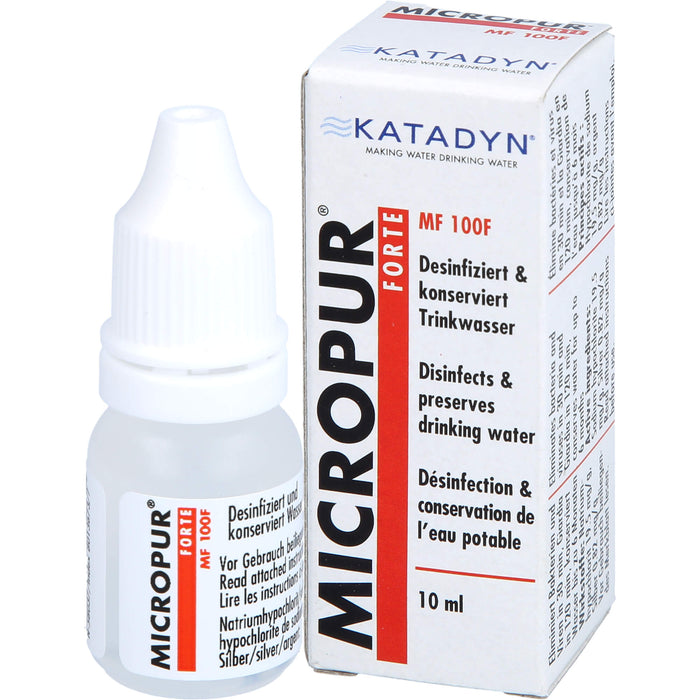MICROPUR forte MF 100F Lösung desinfiziert und konserviert Trinkwasser, 10 ml Lösung