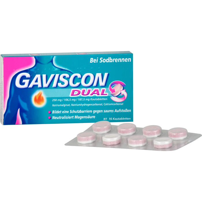 GAVISCON Dual Kautabletten bei Sodbrennen, 16 St. Tabletten