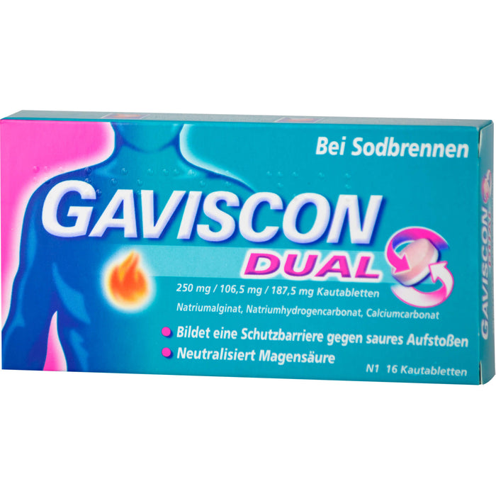 GAVISCON Dual Kautabletten bei Sodbrennen, 16 St. Tabletten
