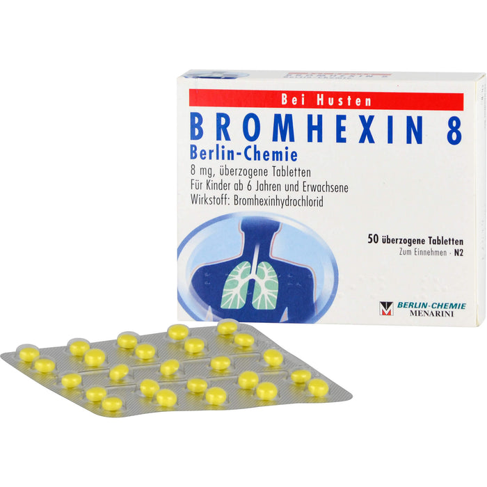 BERLIN-CHEMIE BROMHEXIN 8 Tabletten bei Husten, 50 St. Tabletten