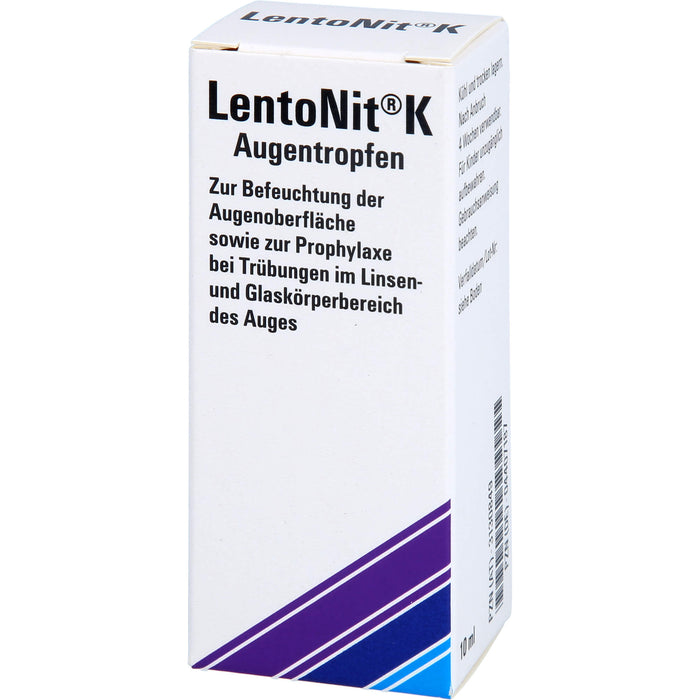 Lento Nit K Augentropfen zur Befeuchtung der Augenoberfläche sowie zur Prophylaxe bei Trübungen im Linsen- und Glaskörperbereich des Auges, 10 ml Lösung