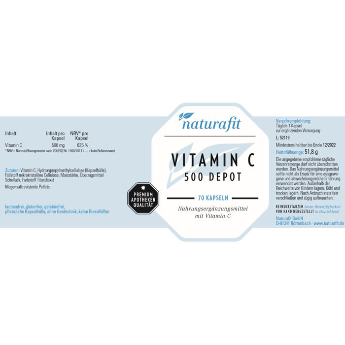 naturafit Vitamin C 500 Depot Kapseln, 70 St. Kapseln