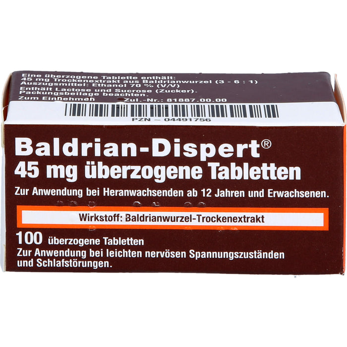 Baldrian-Dispert 45 mg überzogene Tabletten, 100 St. Tabletten