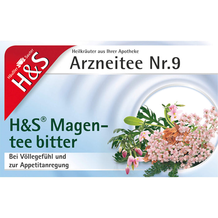 H&S Arzneitee Nr.9 Magentee bitter bei Völlegefühl und zur Appetitanregung, 20 St. Filterbeutel
