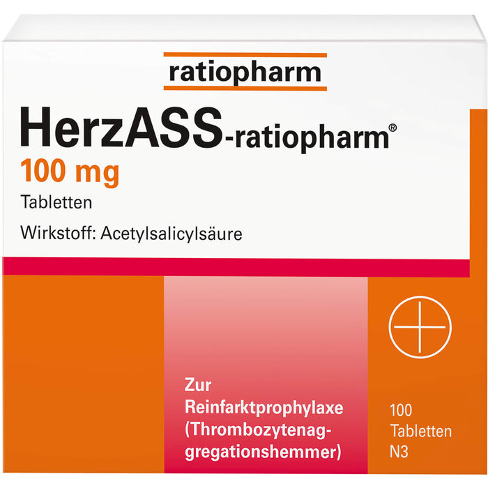 HerzASS-ratiopharm 100 mg Tabletten zur Reinfarktprophylaxe, 100 St. Tabletten