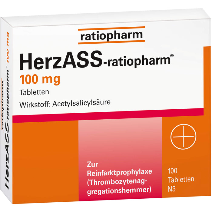 HerzASS-ratiopharm 100 mg Tabletten zur Reinfarktprophylaxe, 100 St. Tabletten