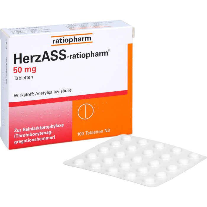 HerzASS-ratiopharm 50 mg Tabletten zur Reinfarktprophylaxe, 100 St. Tabletten