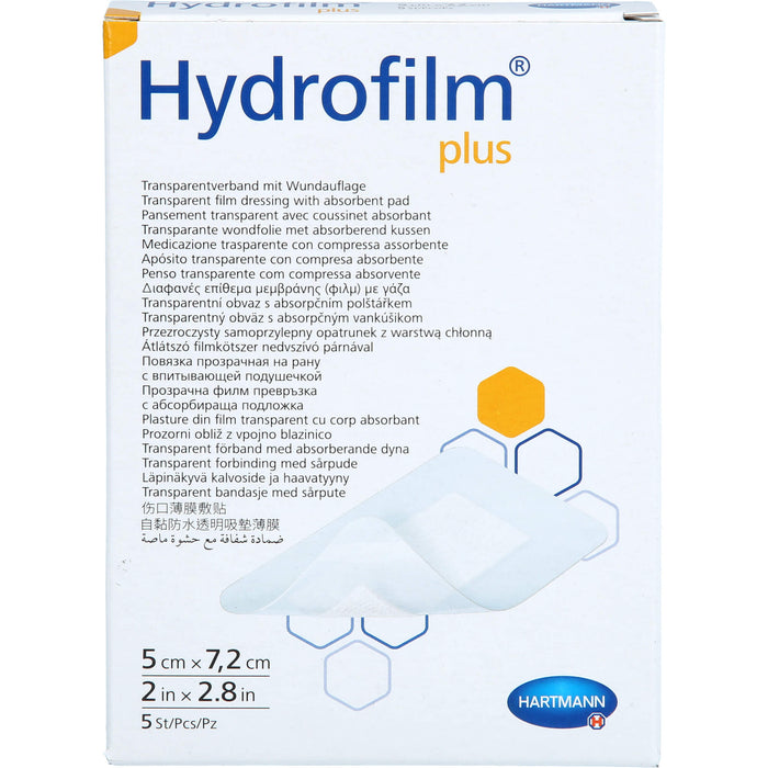Hydrofilm Plus Transparentverband 5 x 7,2 cm, 5 St. Wundauflagen