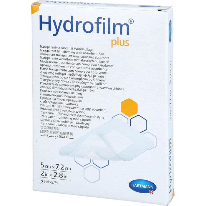 Hydrofilm Plus Transparentverband 5 x 7,2 cm, 5 St. Wundauflagen