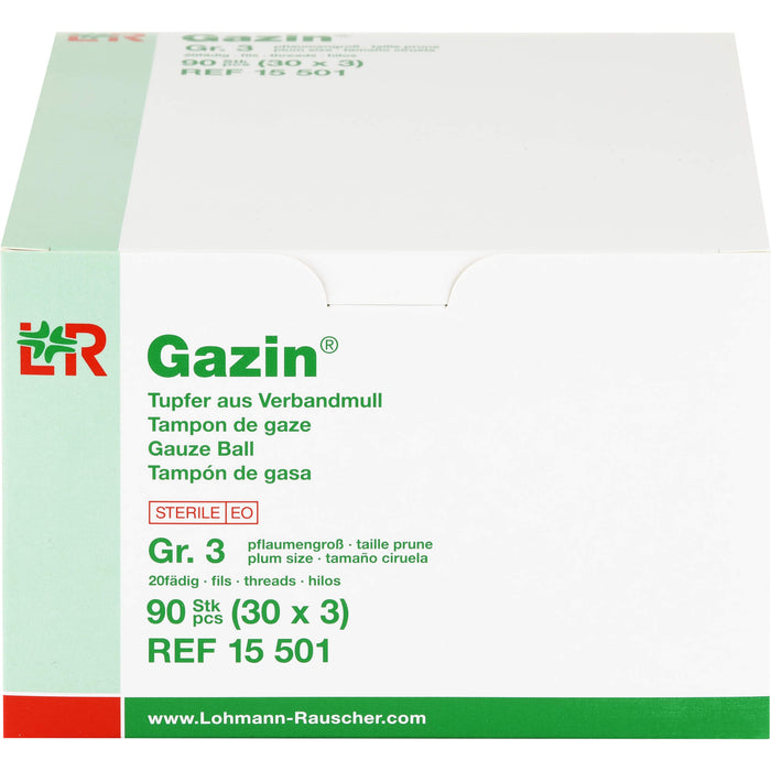 Gazin Tupfer pflaumengroß steril Gr. 3 20fd., 30X3 St TUP