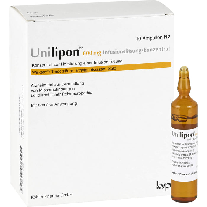 Unilipon 600 mg Infusionslösungskonzentrat, Konzentrat zur Herstellung einer Infusionslösung, 1X10 St IFK
