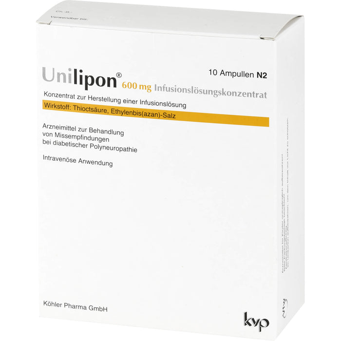 Unilipon 600 mg Infusionslösungskonzentrat, Konzentrat zur Herstellung einer Infusionslösung, 1X10 St IFK