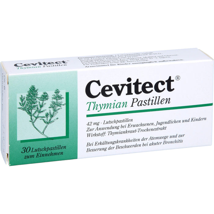 Cevitect Thymian Pastillen bei Erkältungskrankheiten und Bronchitits, 30 St. Pastillen