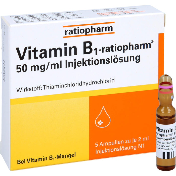 Vitamin B1-ratiopharm 50 mg/ml Injektionslösung, 5 St. Ampullen