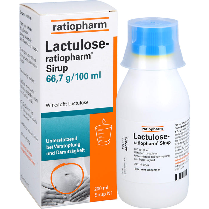 Lactulose-ratiopharm Sirup unterstützend bei Verstopfung und Darmträgheit, 200 ml Lösung