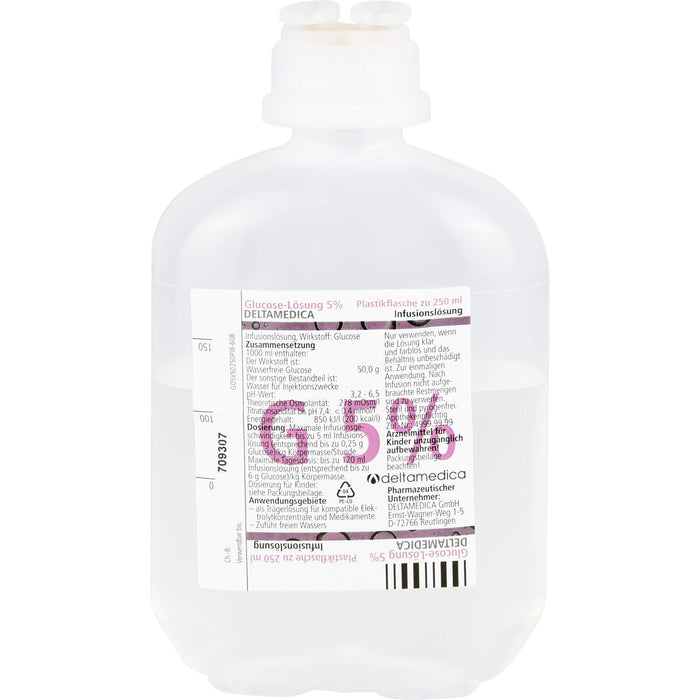 Glucose-Lösung 5% DELTAMEDICA Infusionslösung, 250ml Plastikfl., 10X250 ml INF