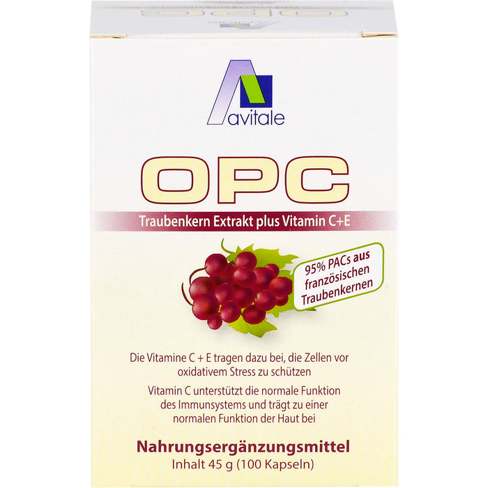 Avitale OPC Traubenkern-Extrakt plus Vitamin C+E Kapseln, 100 St. Kapseln