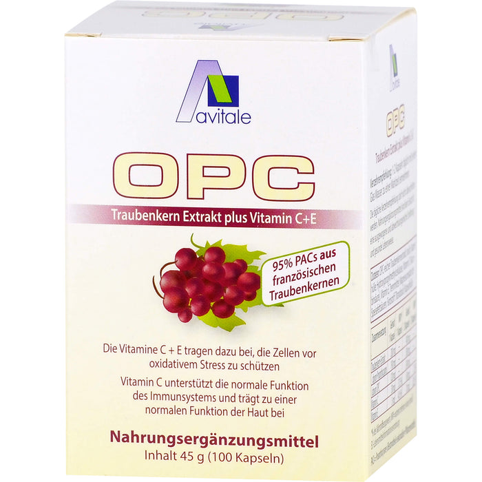 Avitale OPC Traubenkern-Extrakt plus Vitamin C+E Kapseln, 100 St. Kapseln