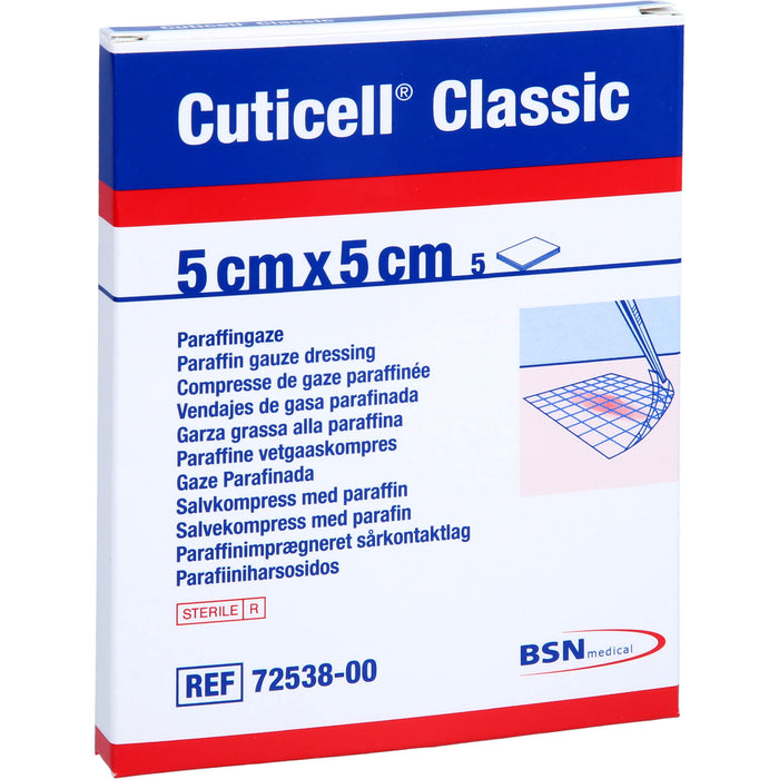 Cuticell Classic 5 x 5 cm Paraffingaze, 5 St. Wundgaze