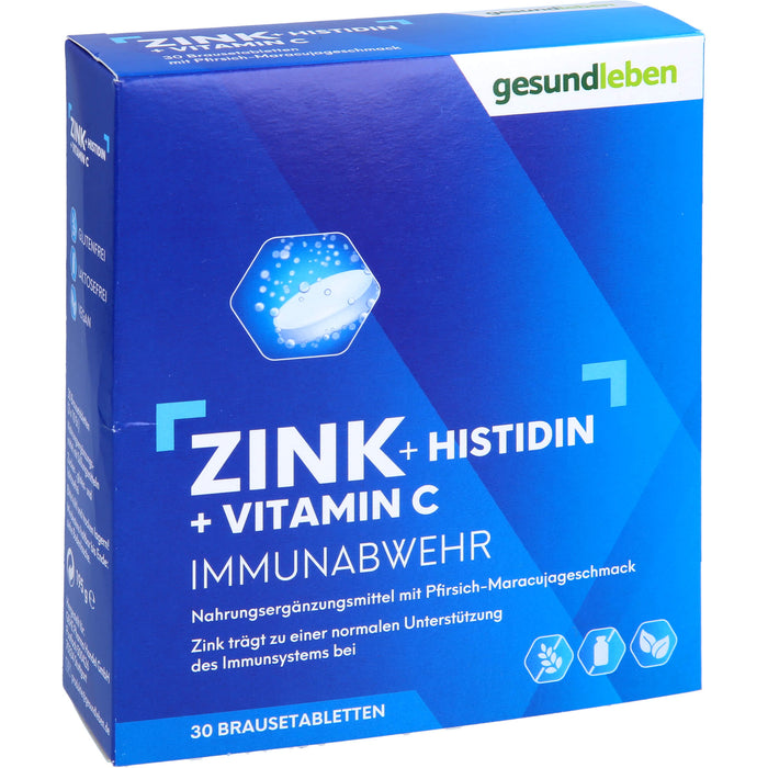 gesundleben Zink + Histidin + Vitamin C Brausetabletten, 30 St. Tabletten