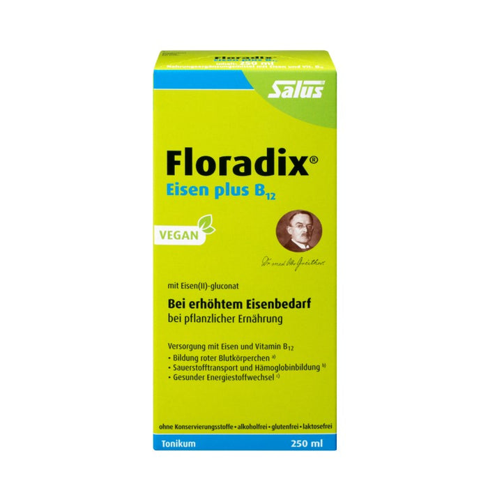 Floradix Eisen plus B12 vegan Tonikum bei erhöhtem Eisenbedarf, 250 ml Lösung