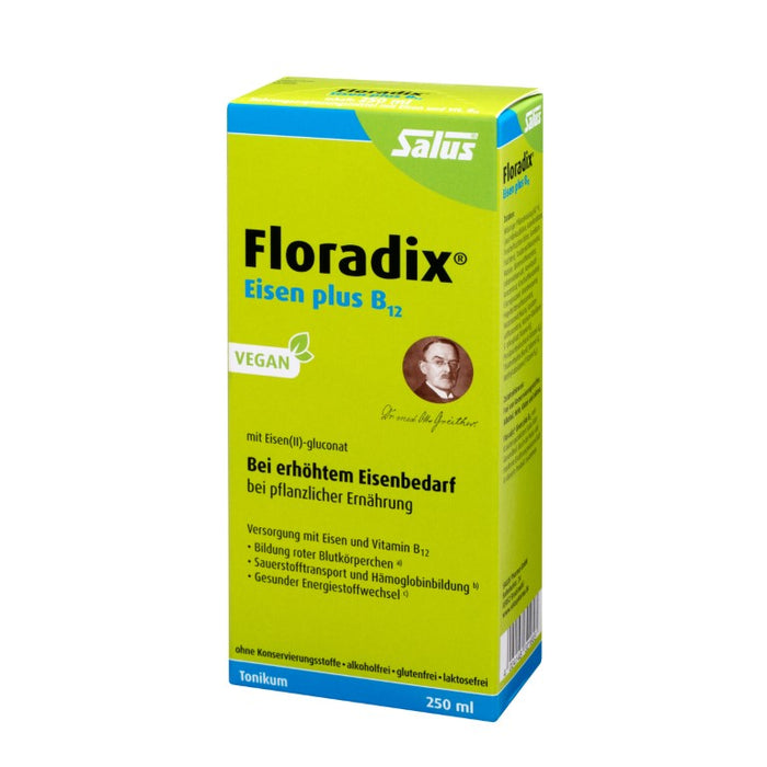 Floradix Eisen plus B12 vegan Tonikum bei erhöhtem Eisenbedarf, 250 ml Lösung