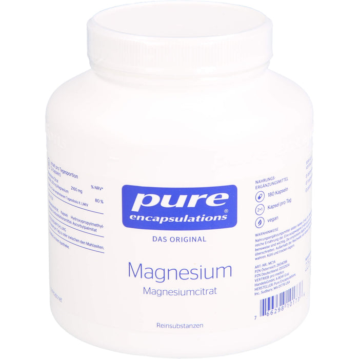 pure encapsulations Magnesium Magnesiumcitrat Kapseln, 180 St. Kapseln