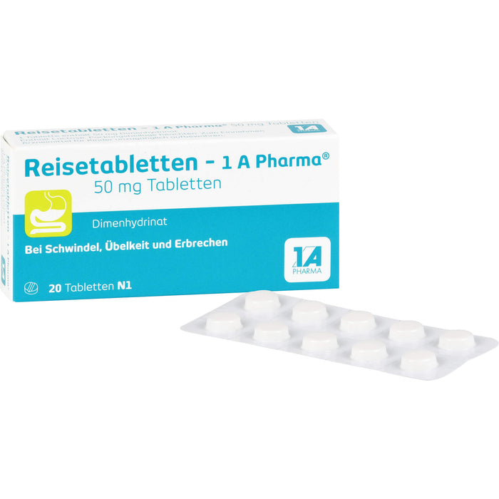 Reisetabletten - 1A Pharma bei Schwindel, Übelkeit und Erbrechen, 20 St. Tabletten