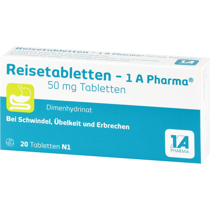 Reisetabletten - 1A Pharma bei Schwindel, Übelkeit und Erbrechen, 20 St. Tabletten