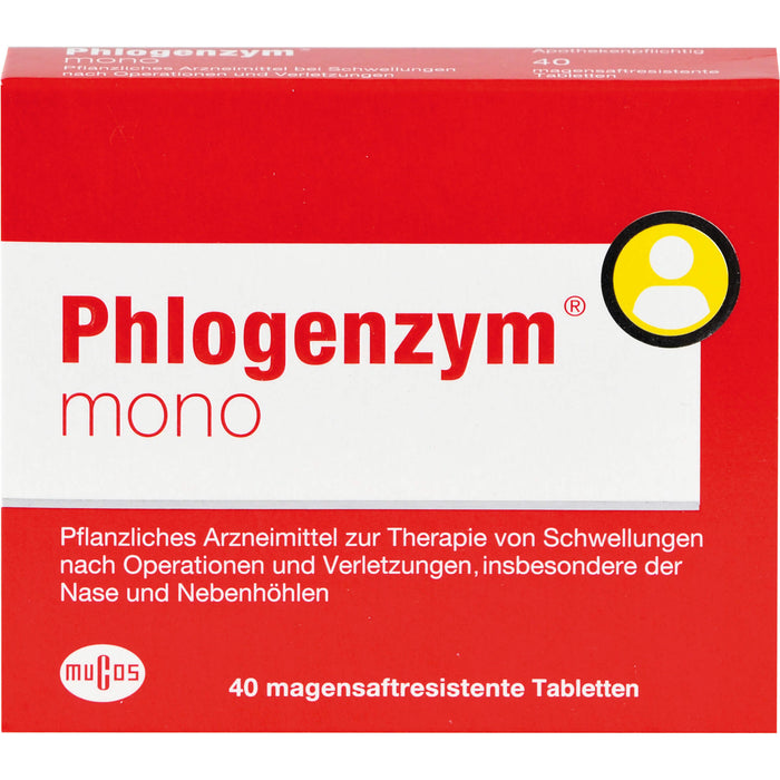 Phlogenzym mono Tabletten zur Therapie von Akuten Schwellungszuständen nach Operationen und Verletzungen, 40 St. Tabletten