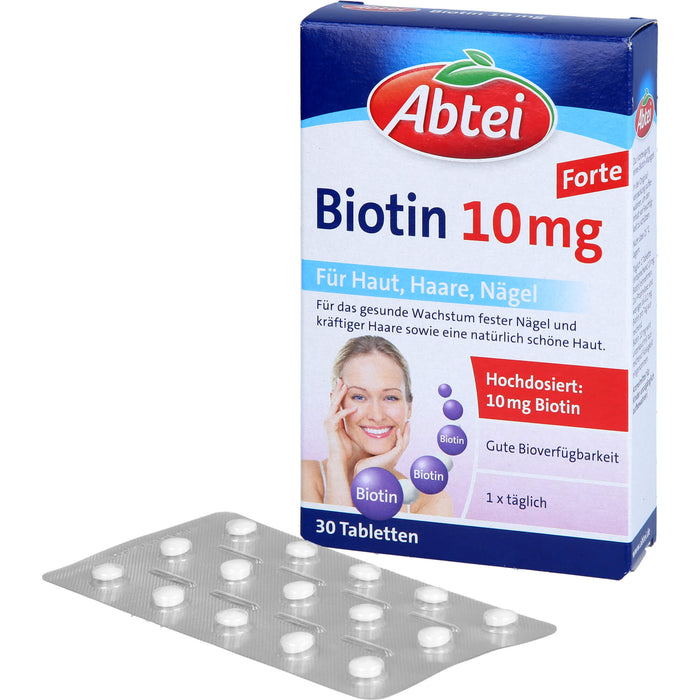 Abtei Biotin 10 mg Tabletten für Haut, Haare und Nägel, 30 St. Tabletten